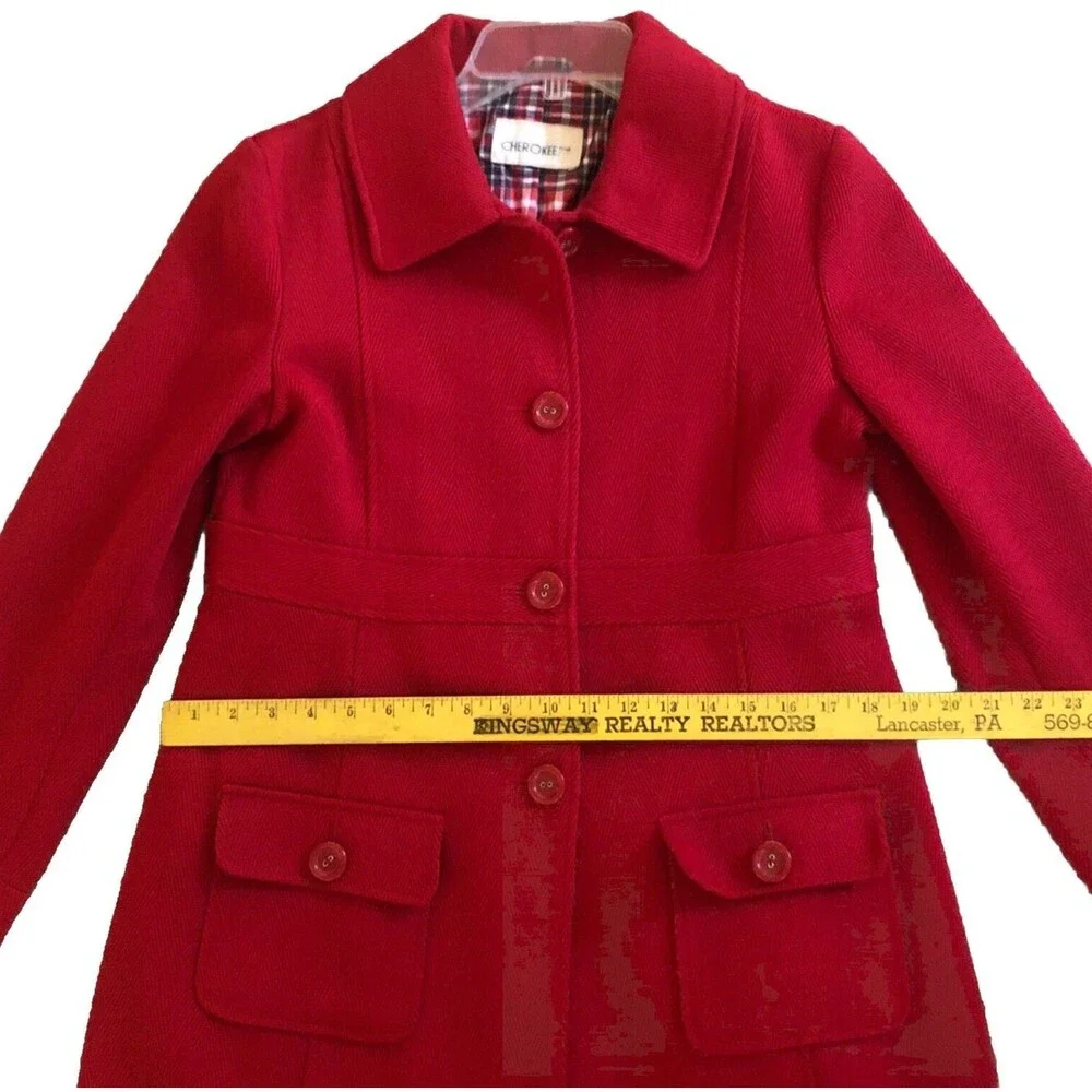 Cherokee Coquette Car Coat Womens Sz M VTG Red Fitted Babydoll Retro Rockabilly